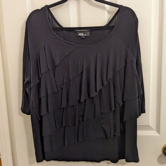 AGB Tops - AGB black, 3/4 sleeve, layered top, size 2X